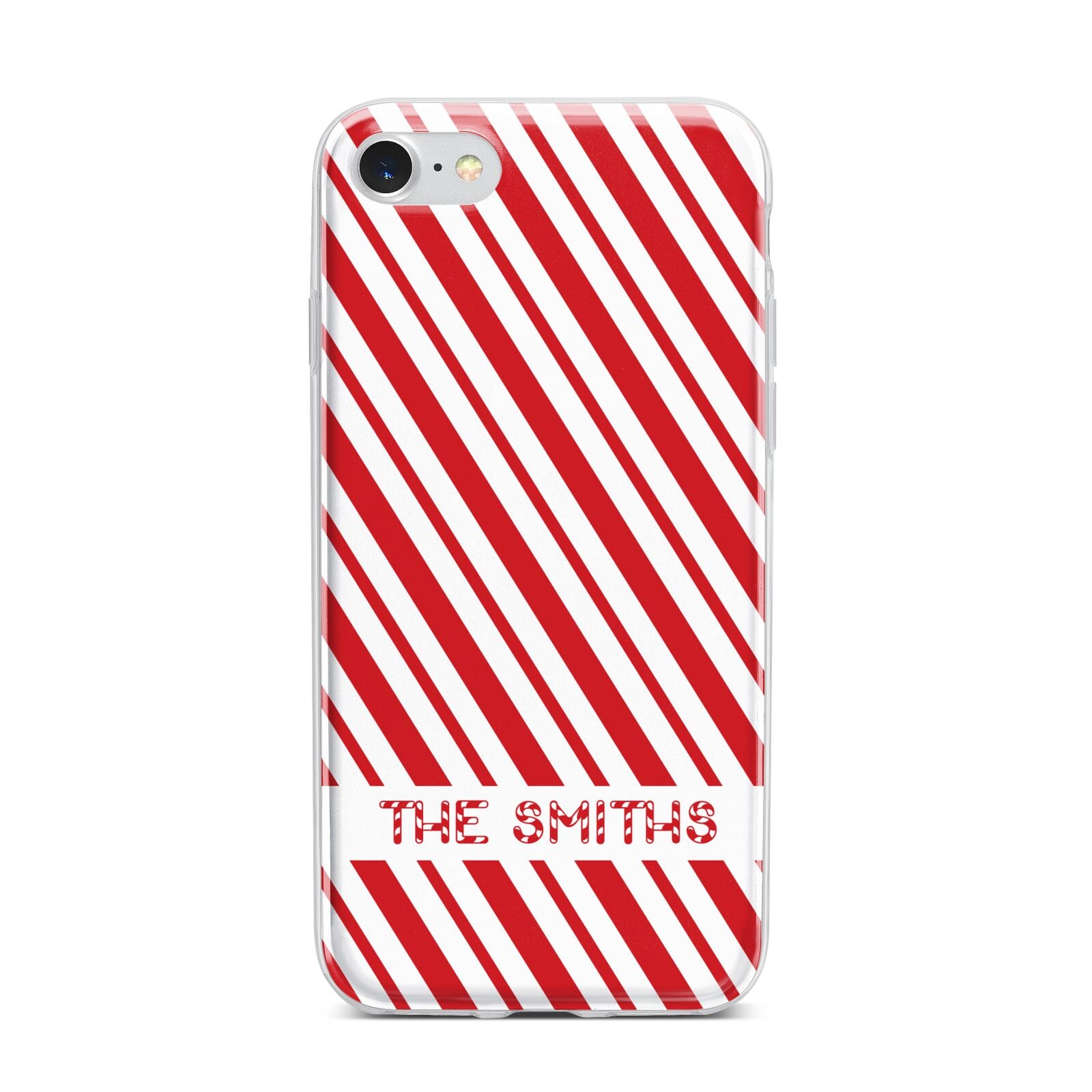 Candy Cane Personalised iPhone 7 Bumper Case on Silver iPhone