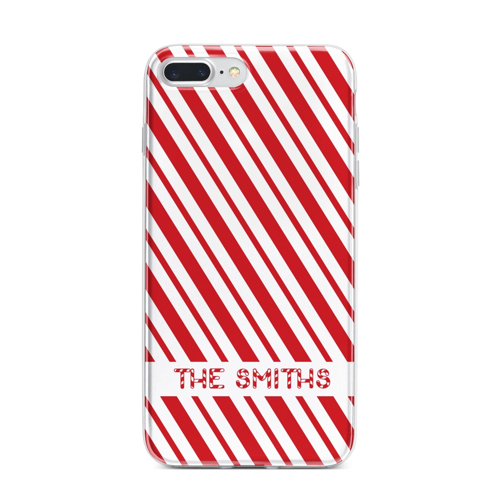 Candy Cane Personalised iPhone 7 Plus Bumper Case on Silver iPhone