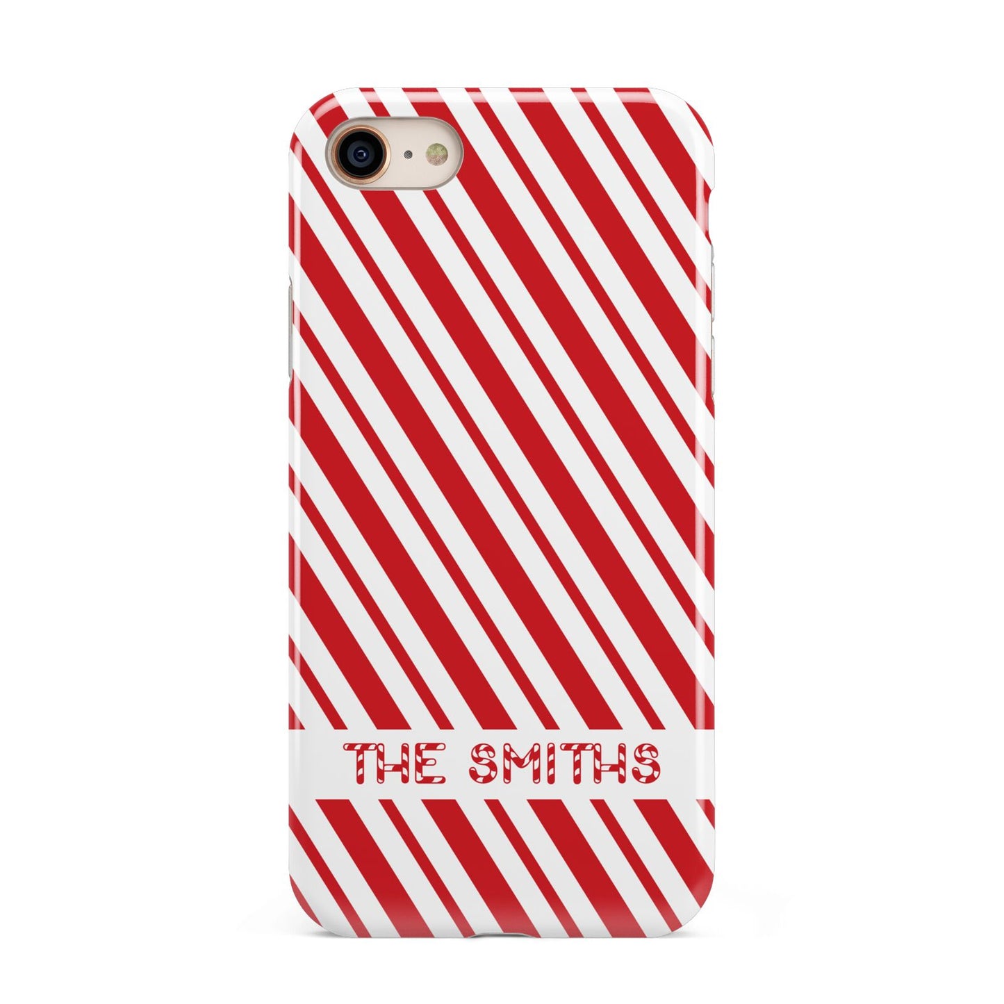 Candy Cane Personalised iPhone 8 3D Tough Case on Gold Phone