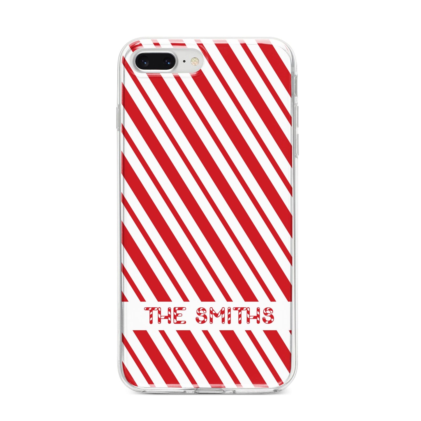 Candy Cane Personalised iPhone 8 Plus Bumper Case on Silver iPhone