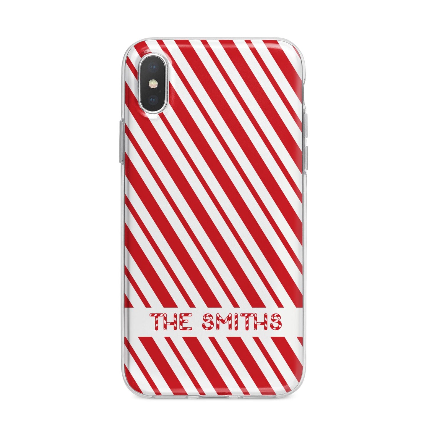 Candy Cane Personalised iPhone X Bumper Case on Silver iPhone Alternative Image 1