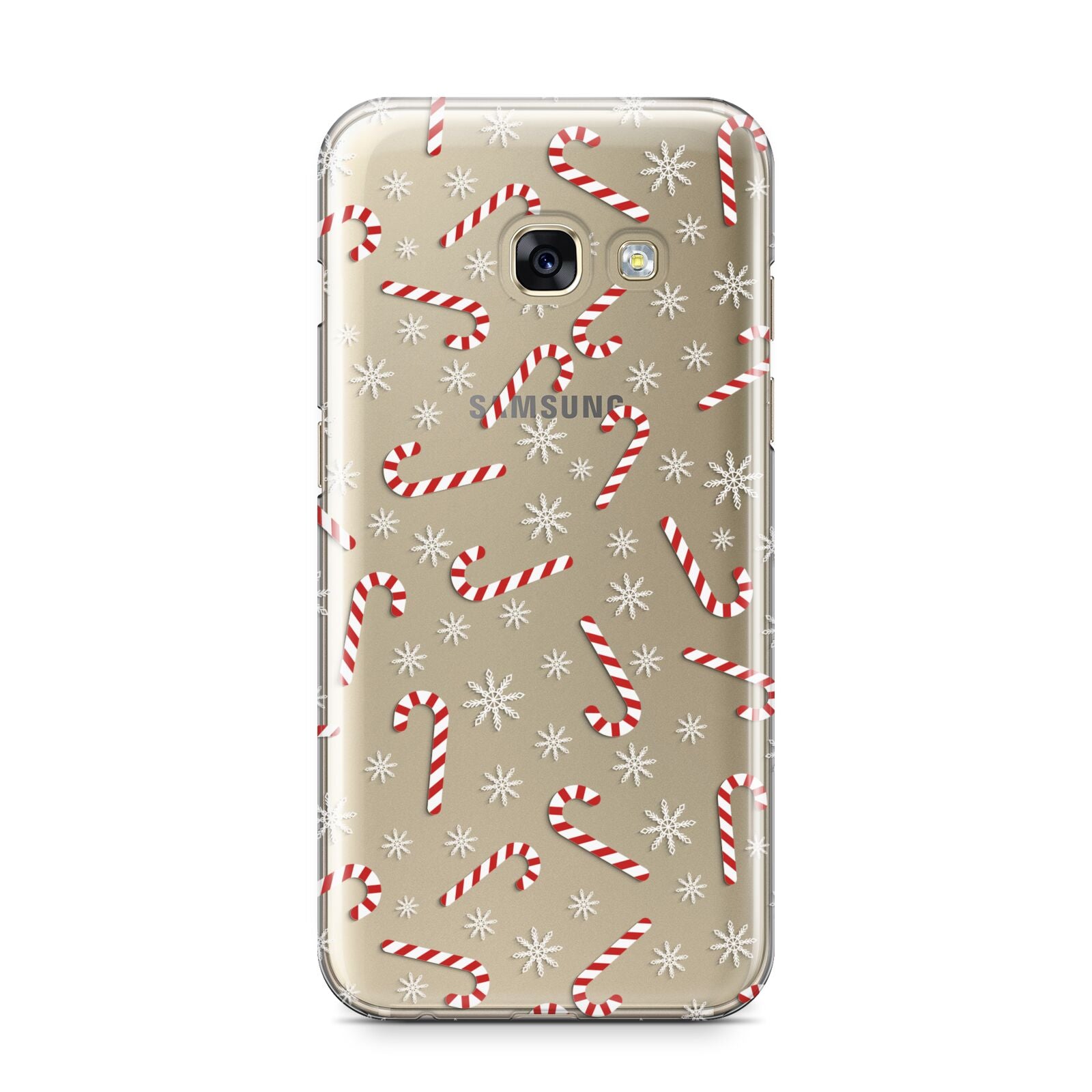 Candy Cane Samsung Galaxy A3 2017 Case on gold phone