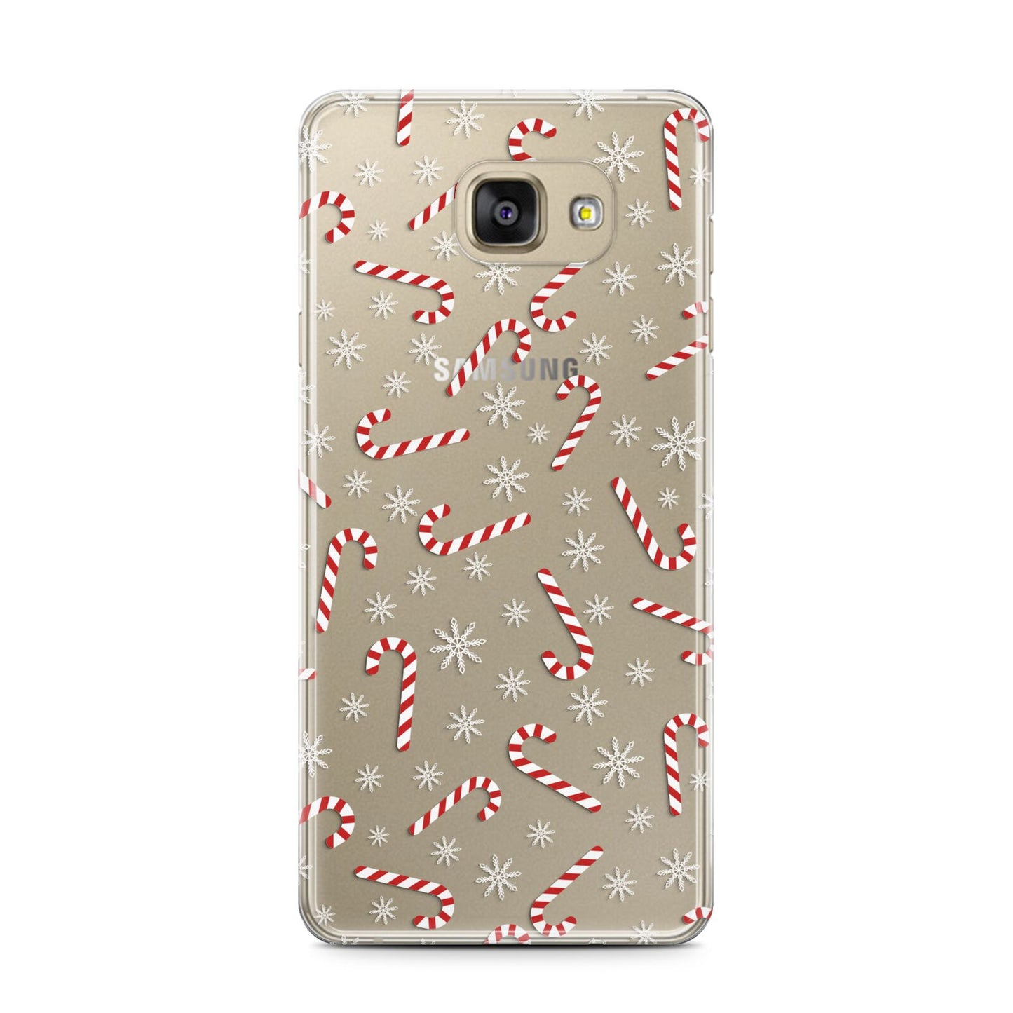 Candy Cane Samsung Galaxy A7 2016 Case on gold phone