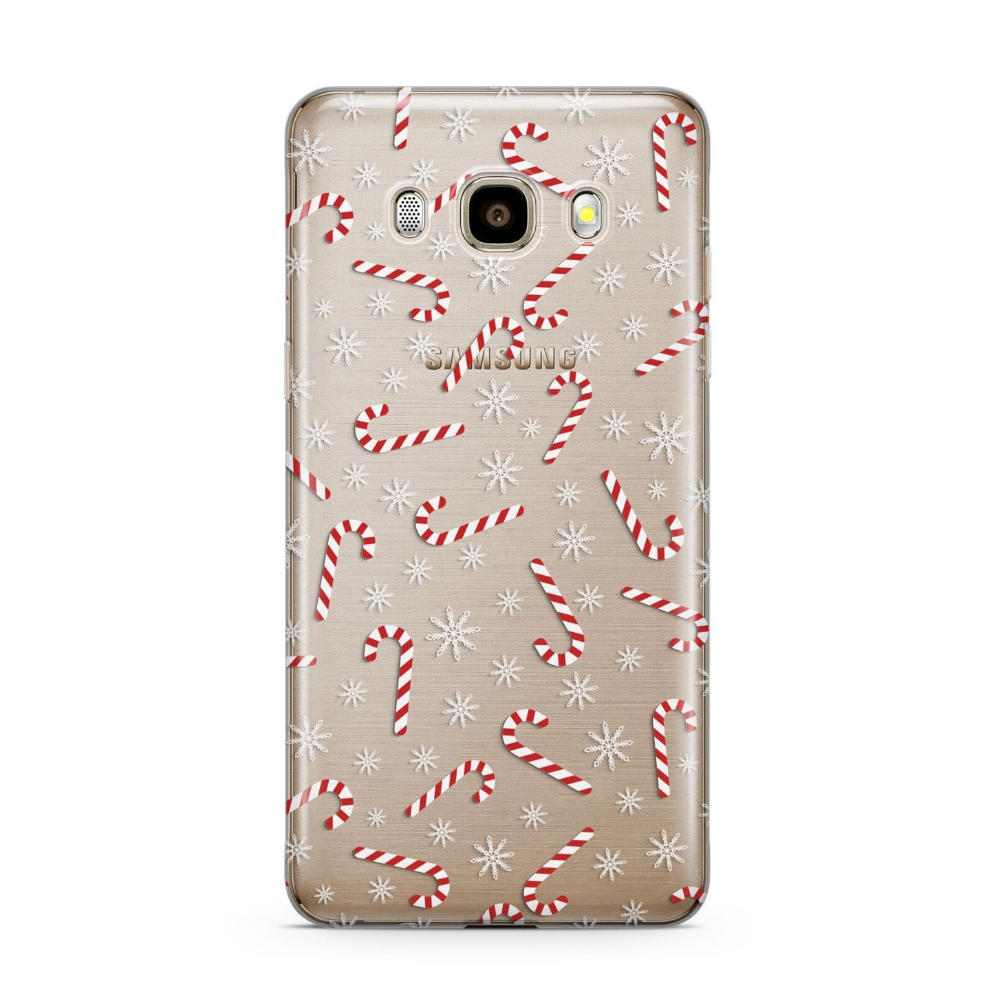 Candy Cane Samsung Galaxy J7 2016 Case on gold phone