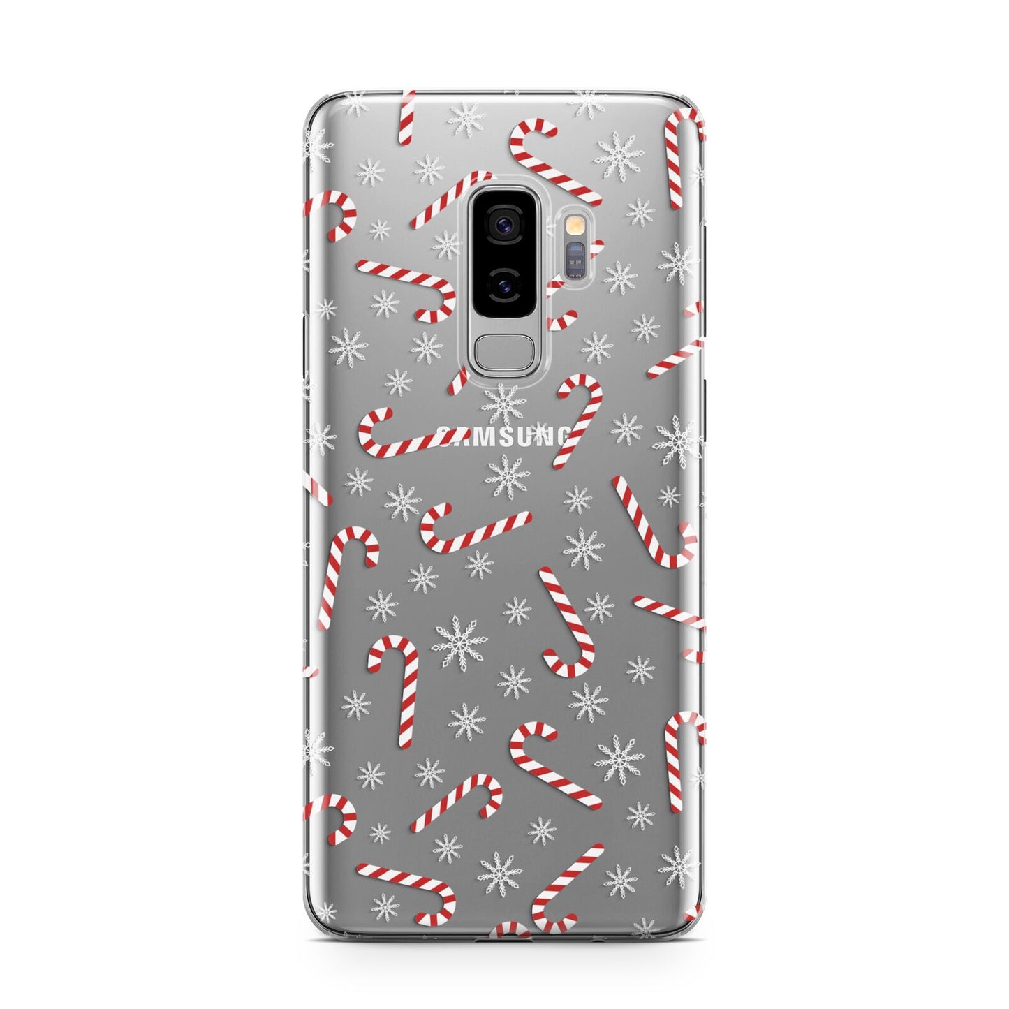 Candy Cane Samsung Galaxy S9 Plus Case on Silver phone