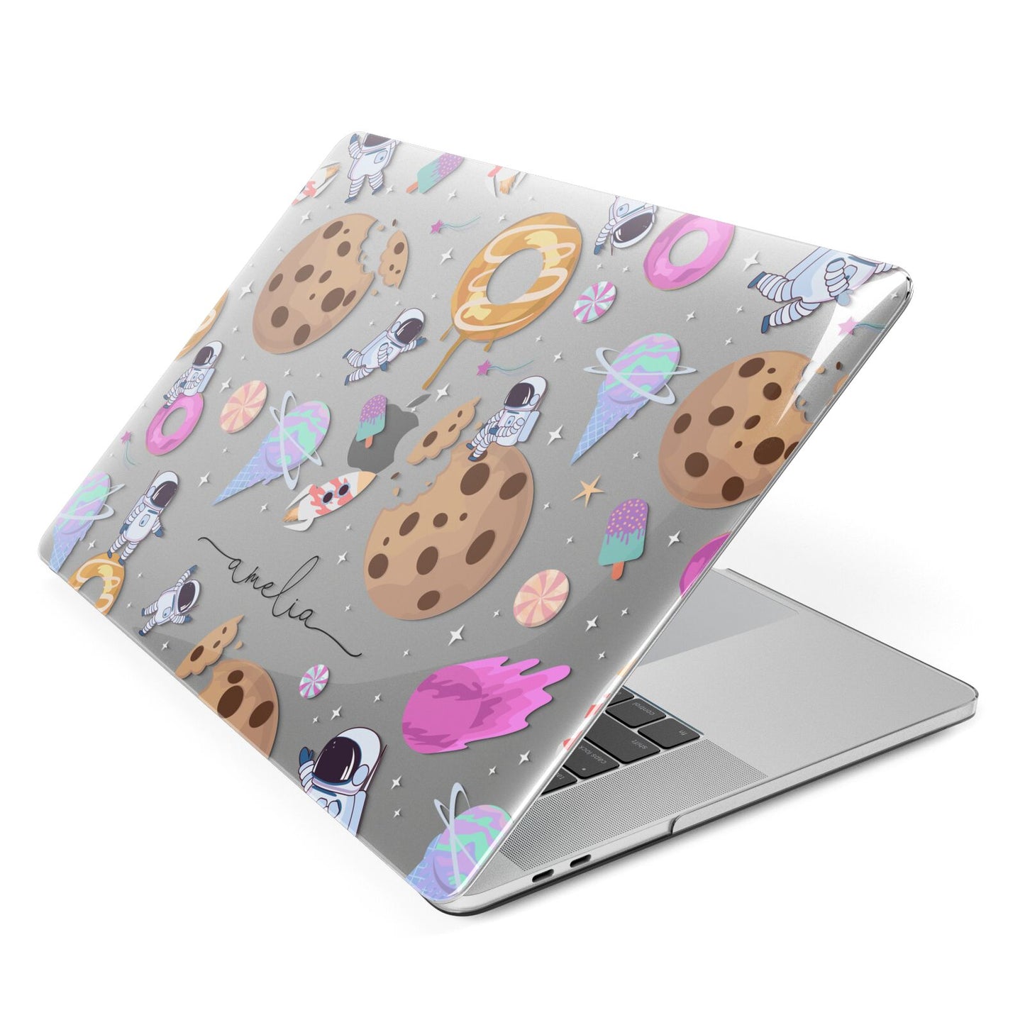 Candyland Galaxy Clear Personalised Apple MacBook Case Side View