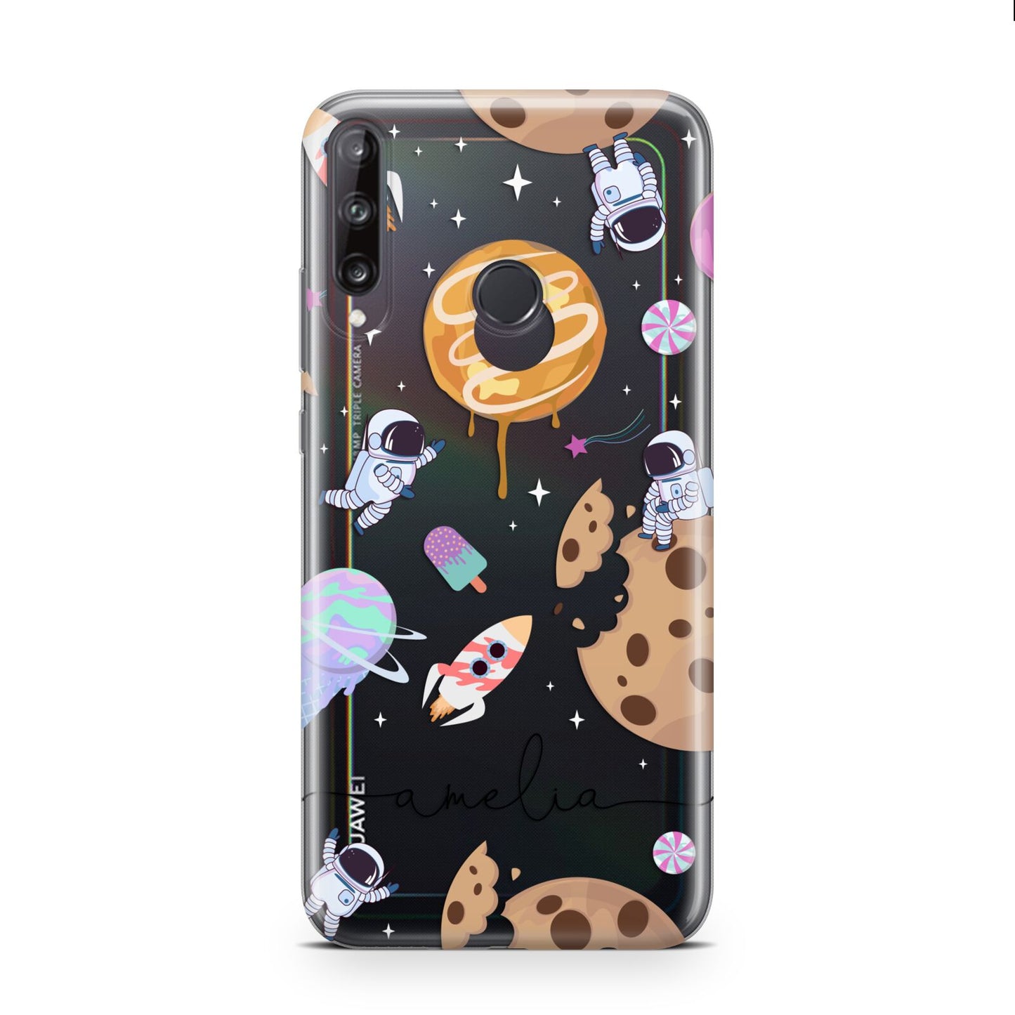 Candyland Galaxy Clear Personalised Huawei P40 Lite E Phone Case