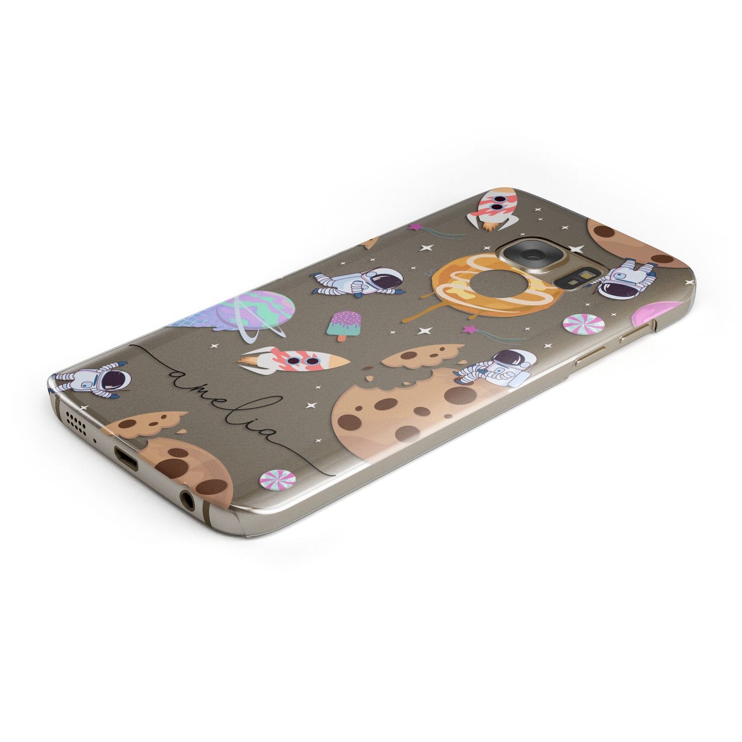 Candyland Galaxy Clear Personalised Protective Samsung Galaxy Case Angled Image