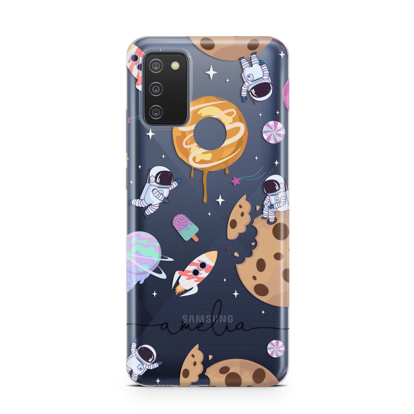 Candyland Galaxy Clear Personalised Samsung A02s Case