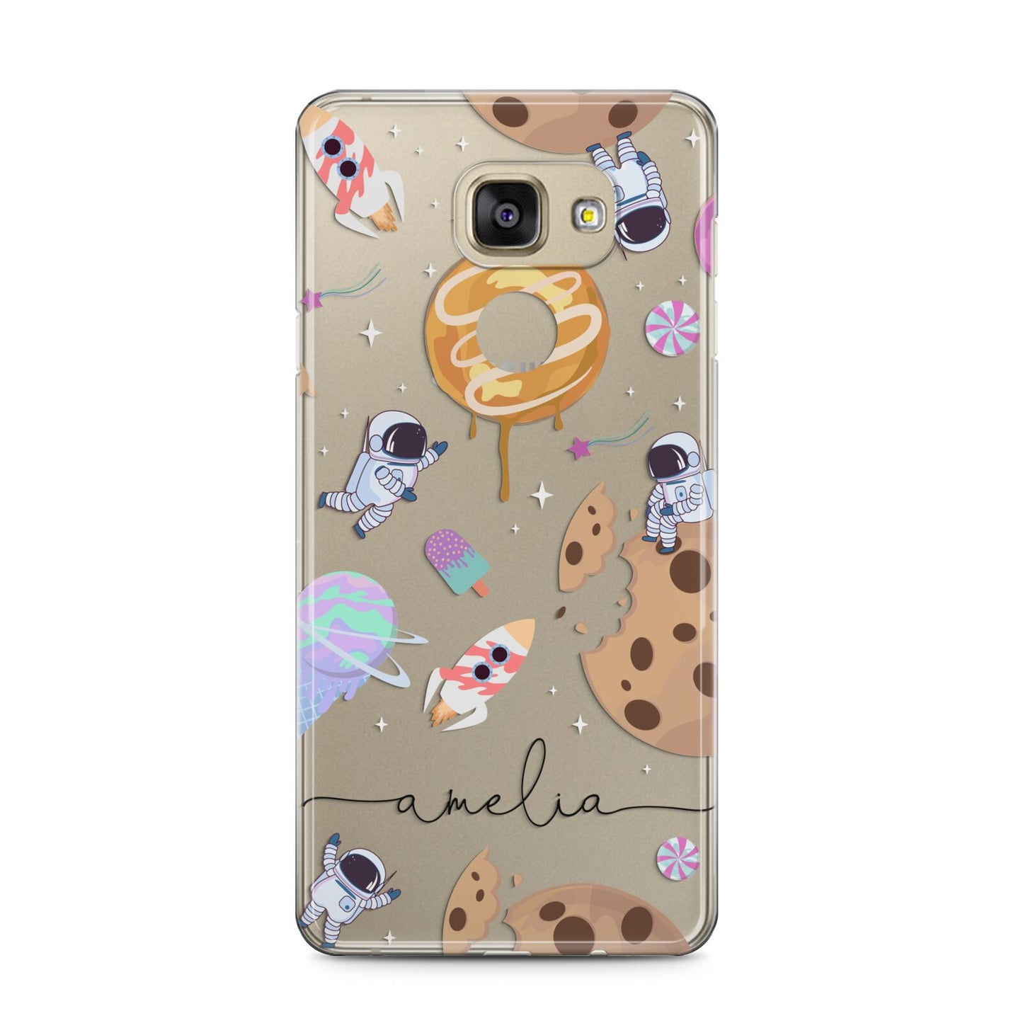 Candyland Galaxy Clear Personalised Samsung Galaxy A5 2016 Case on gold phone