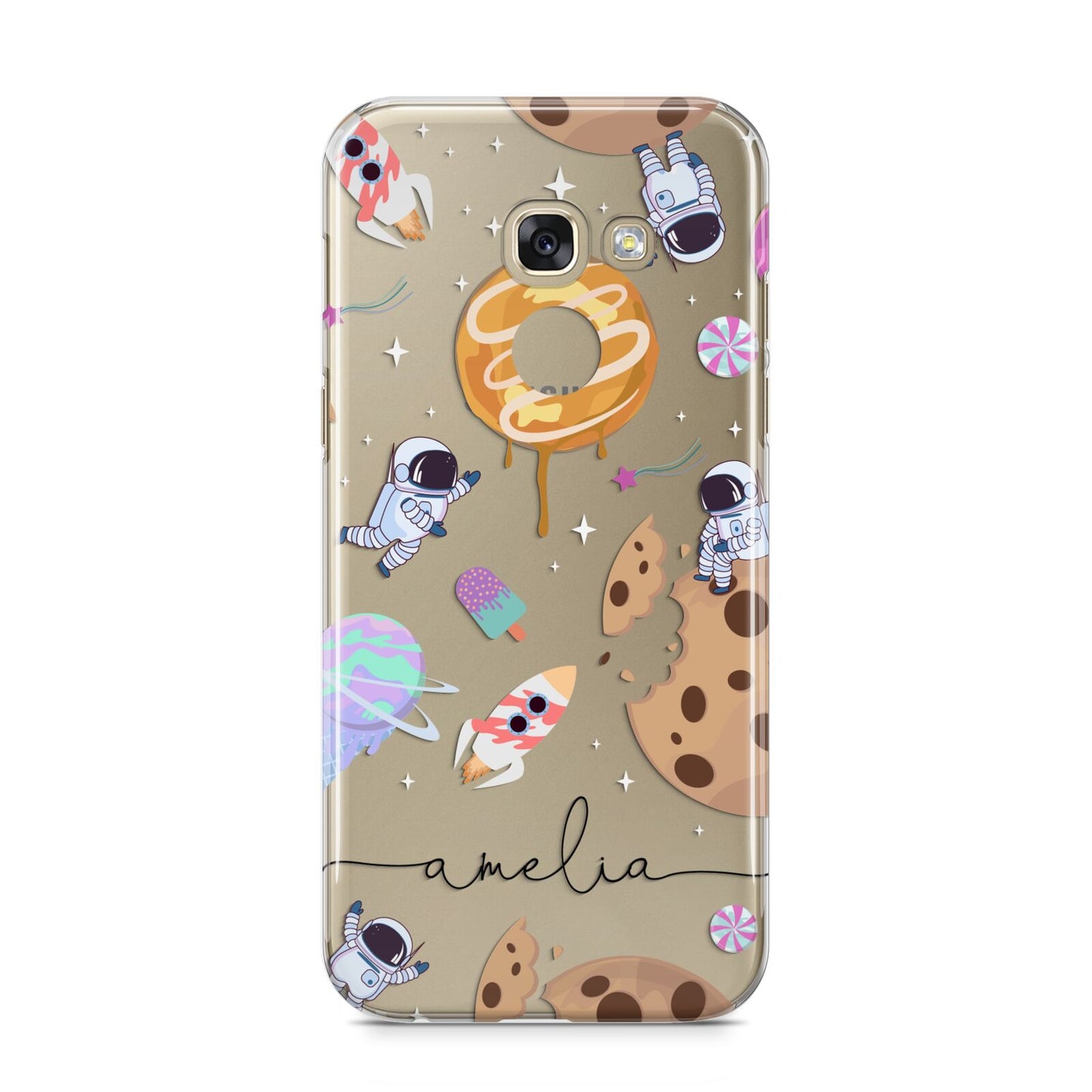 Candyland Galaxy Clear Personalised Samsung Galaxy A5 2017 Case on gold phone