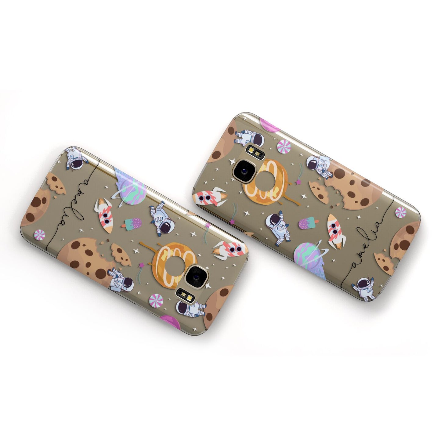 Candyland Galaxy Clear Personalised Samsung Galaxy Case Flat Overview