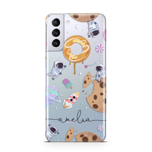 Candyland Galaxy Clear Personalised Samsung S21 Plus Phone Case