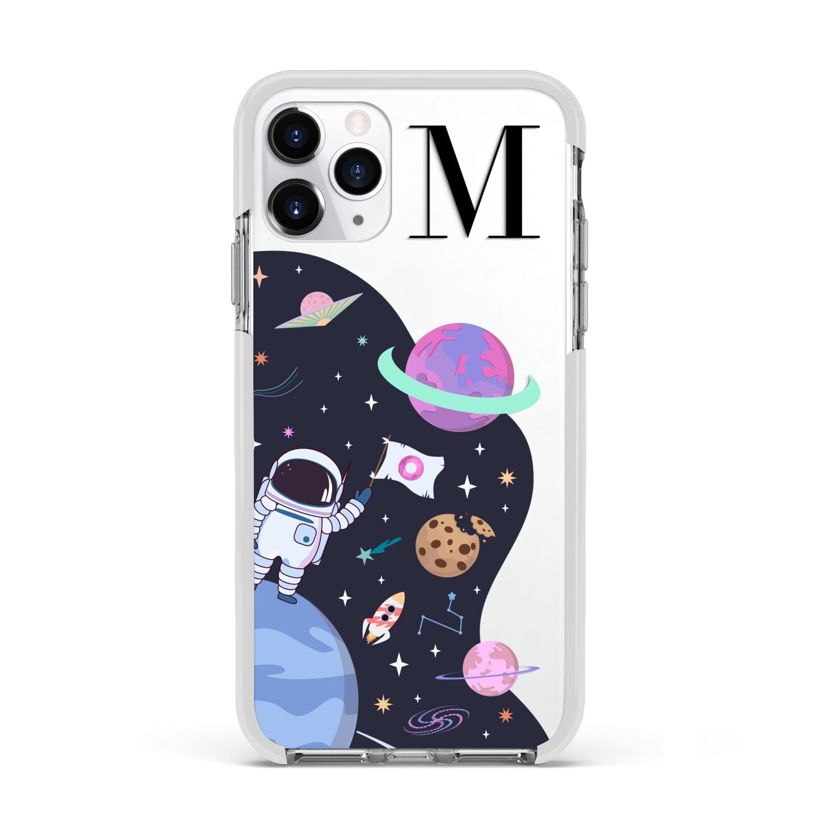 Candyland Galaxy Custom Initial Apple iPhone 11 Pro in Silver with White Impact Case