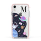 Candyland Galaxy Custom Initial Apple iPhone XR Impact Case Pink Edge on Silver Phone