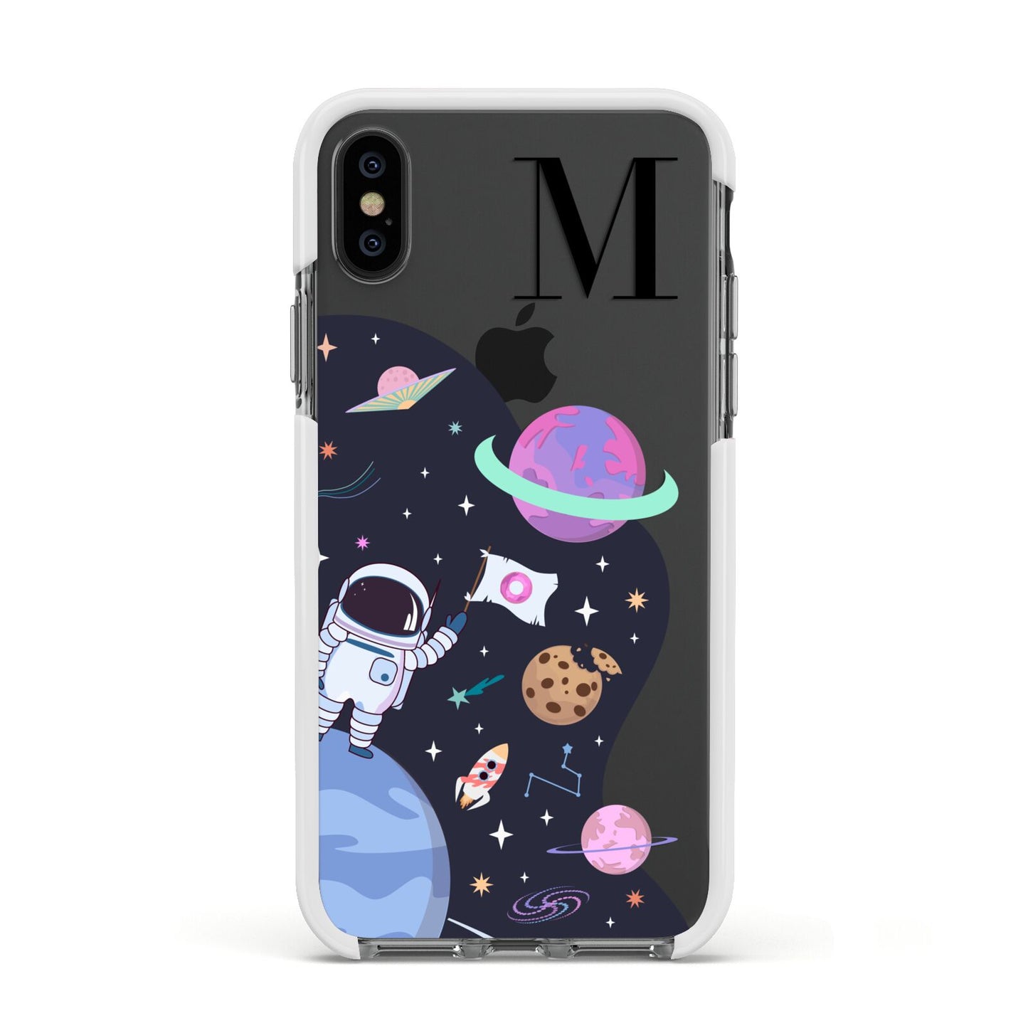 Candyland Galaxy Custom Initial Apple iPhone Xs Impact Case White Edge on Black Phone