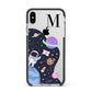 Candyland Galaxy Custom Initial Apple iPhone Xs Max Impact Case Black Edge on Silver Phone