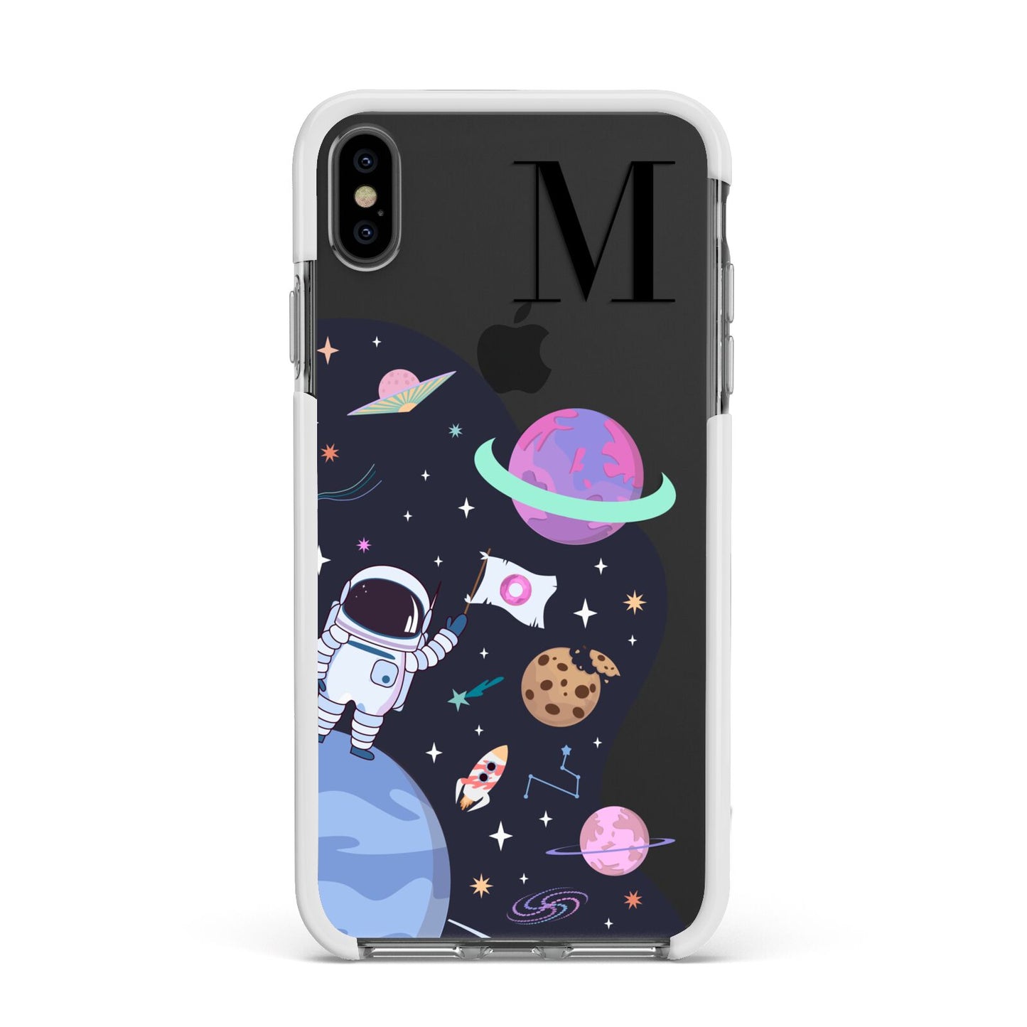 Candyland Galaxy Custom Initial Apple iPhone Xs Max Impact Case White Edge on Black Phone