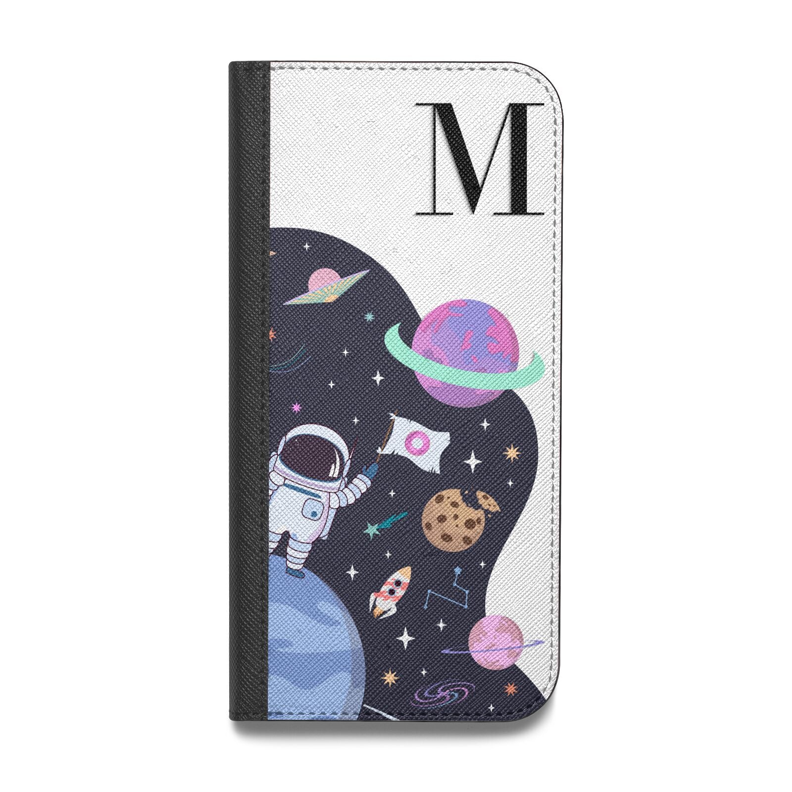 Candyland Galaxy Custom Initial Vegan Leather Flip iPhone Case