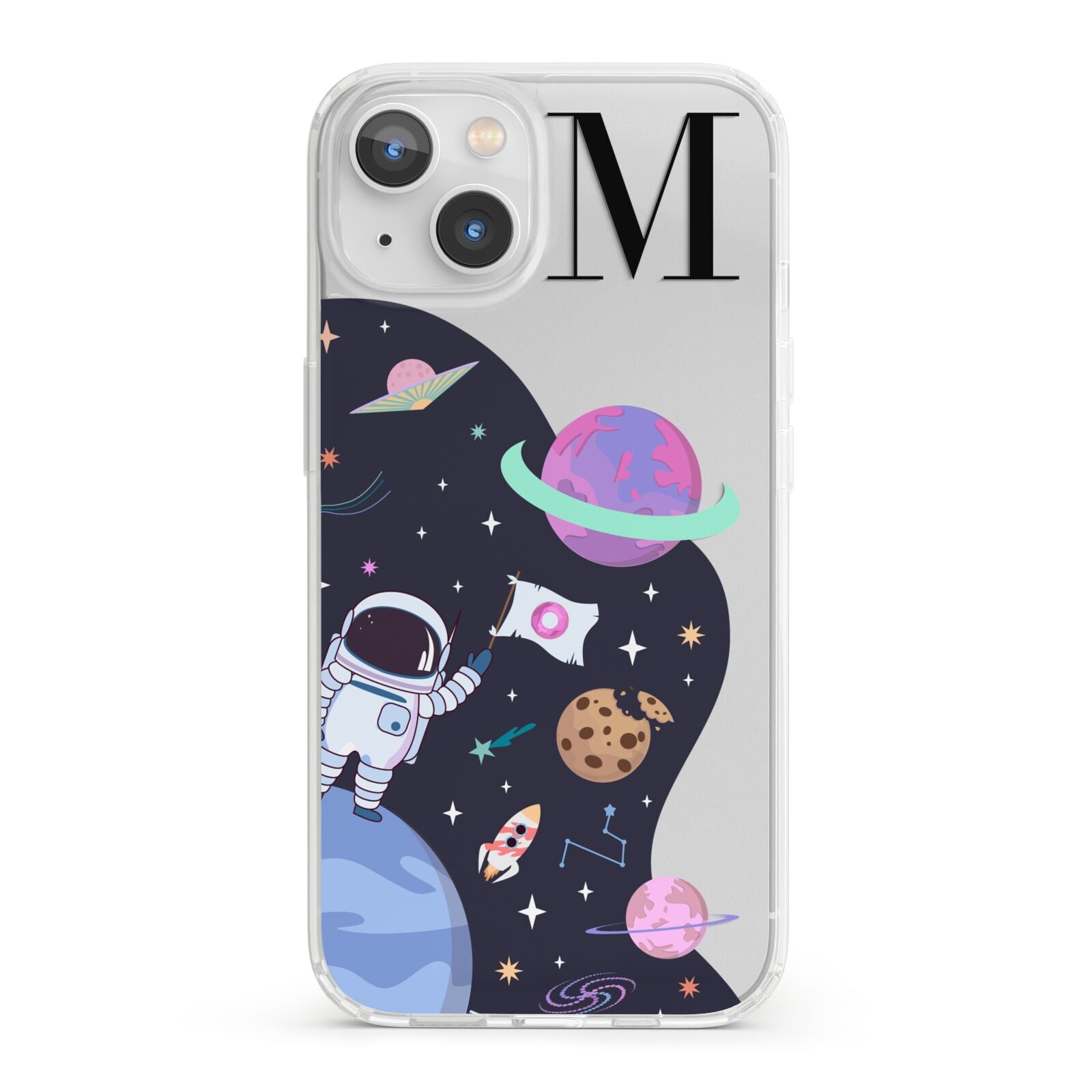 Candyland Galaxy Custom Initial iPhone 13 Clear Bumper Case