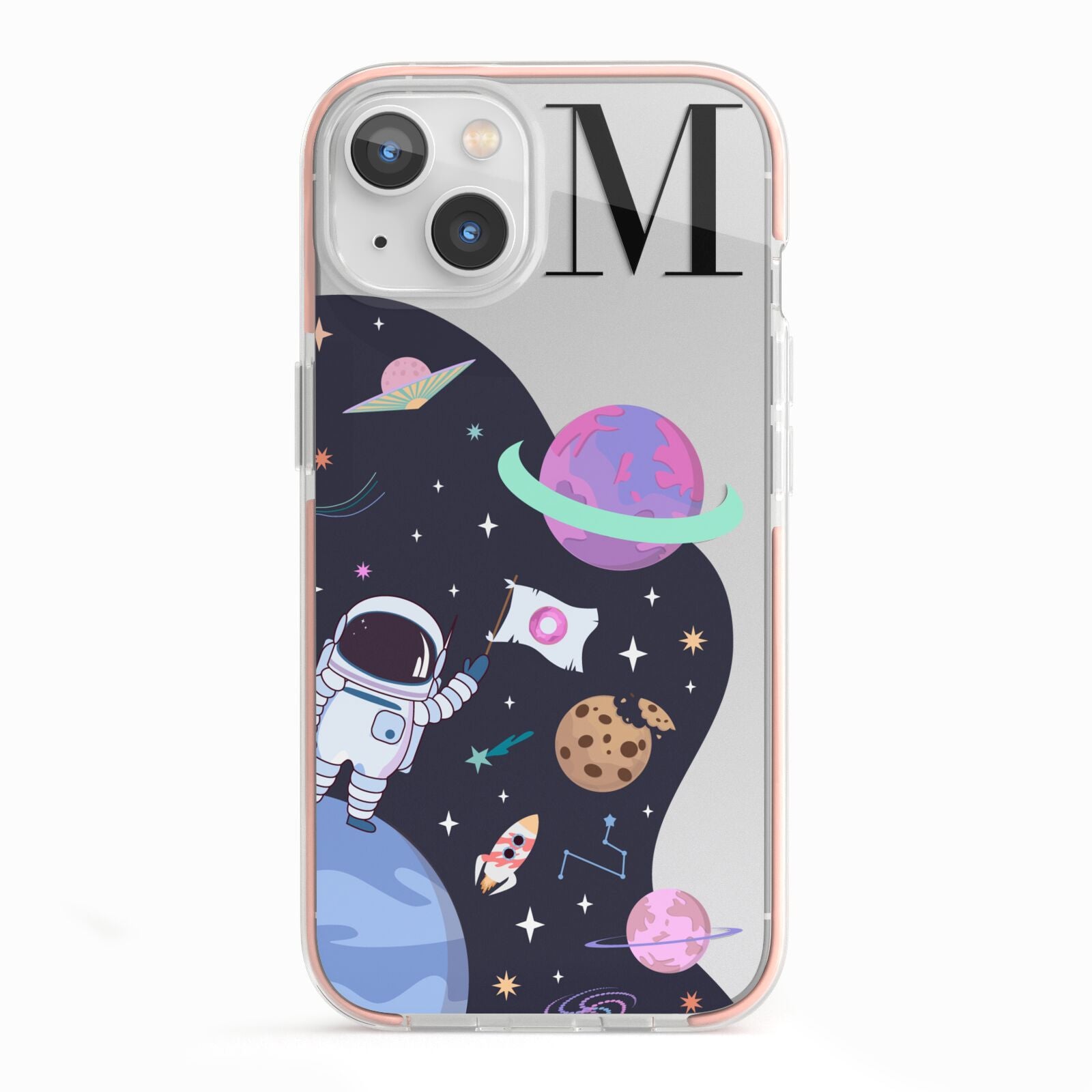 Candyland Galaxy Custom Initial iPhone 13 TPU Impact Case with Pink Edges