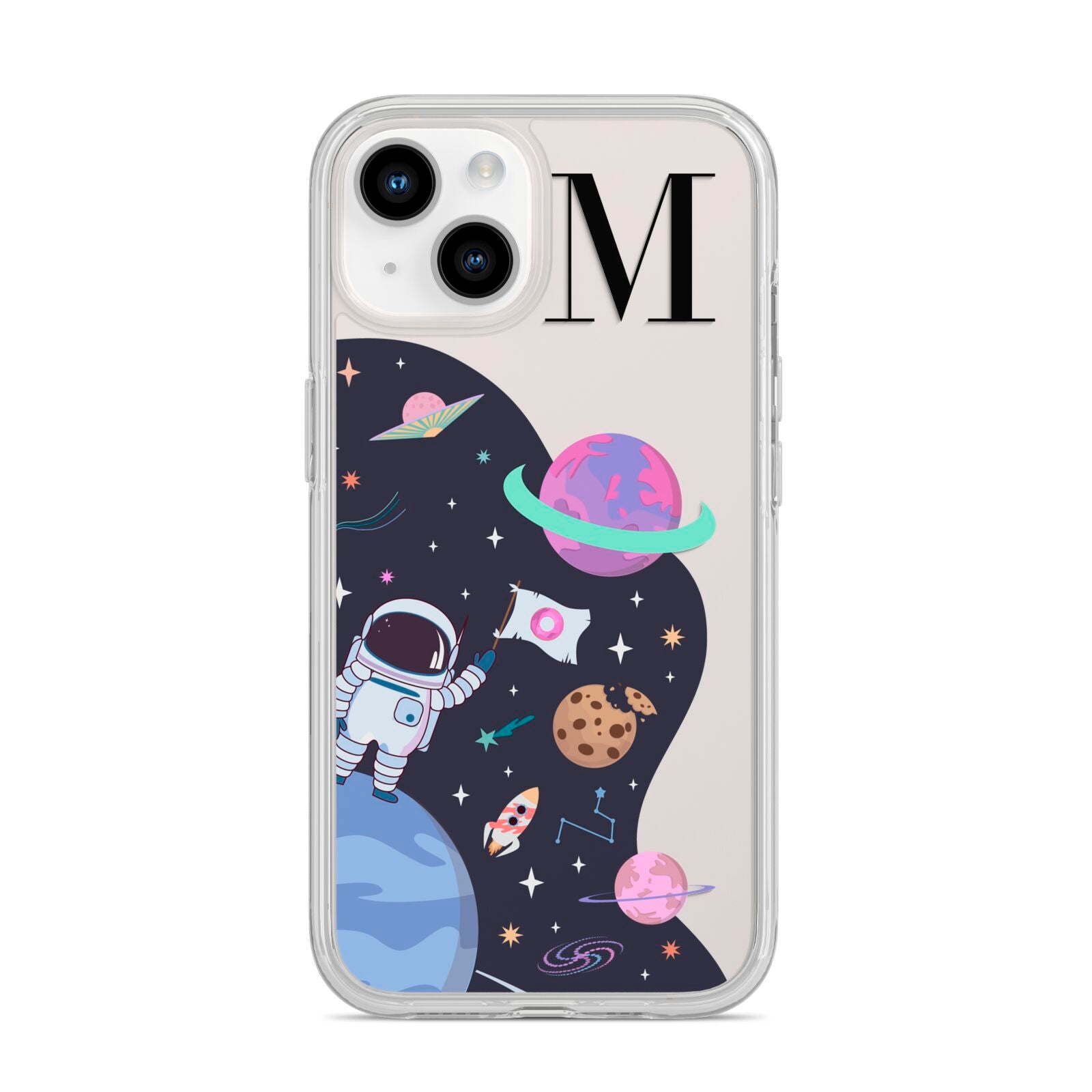 Candyland Galaxy Custom Initial iPhone 14 Clear Tough Case Starlight