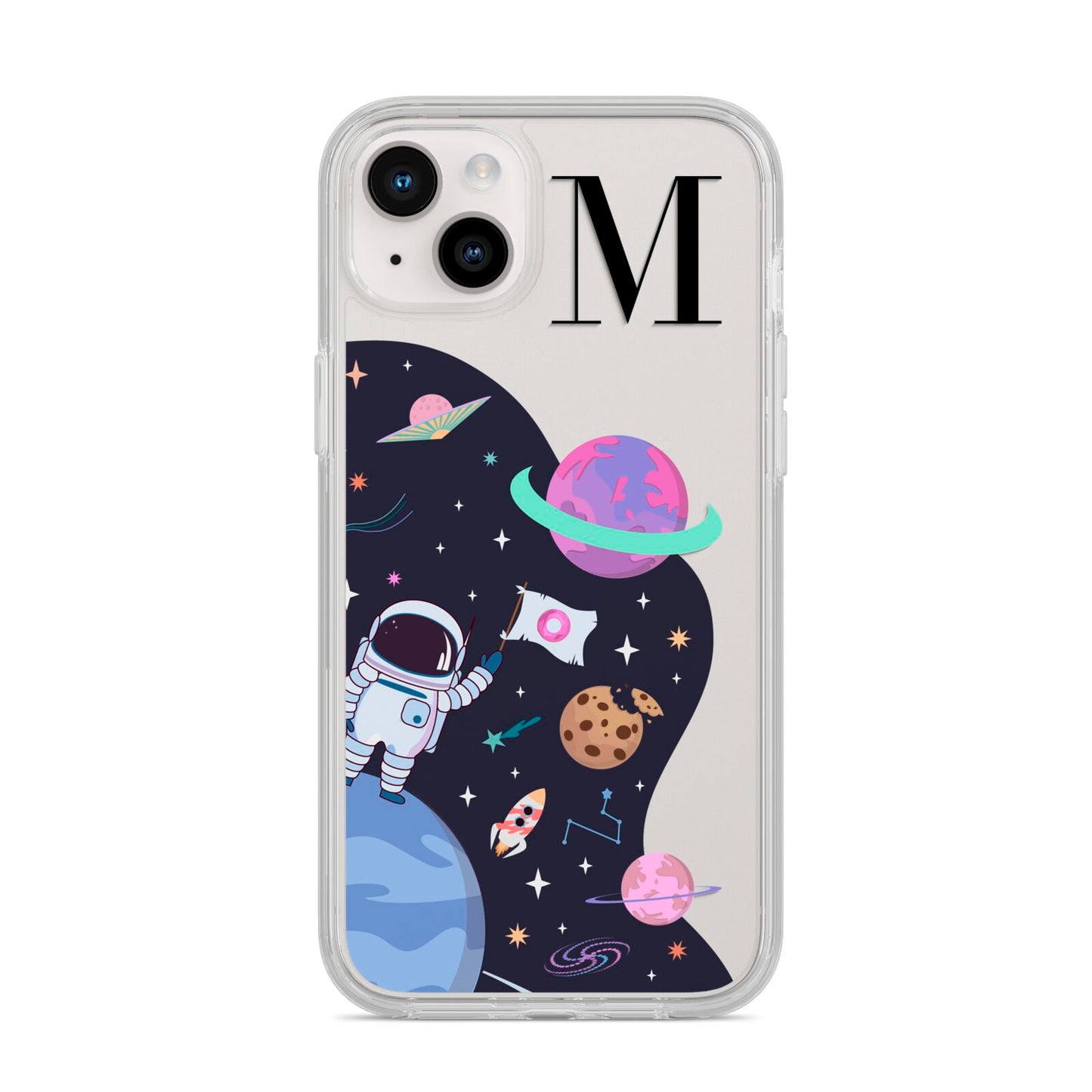 Candyland Galaxy Custom Initial iPhone 14 Plus Clear Tough Case Starlight