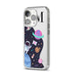 Candyland Galaxy Custom Initial iPhone 14 Pro Clear Tough Case Silver Angled Image