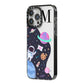 Candyland Galaxy Custom Initial iPhone 14 Pro Max Black Impact Case Side Angle on Silver phone