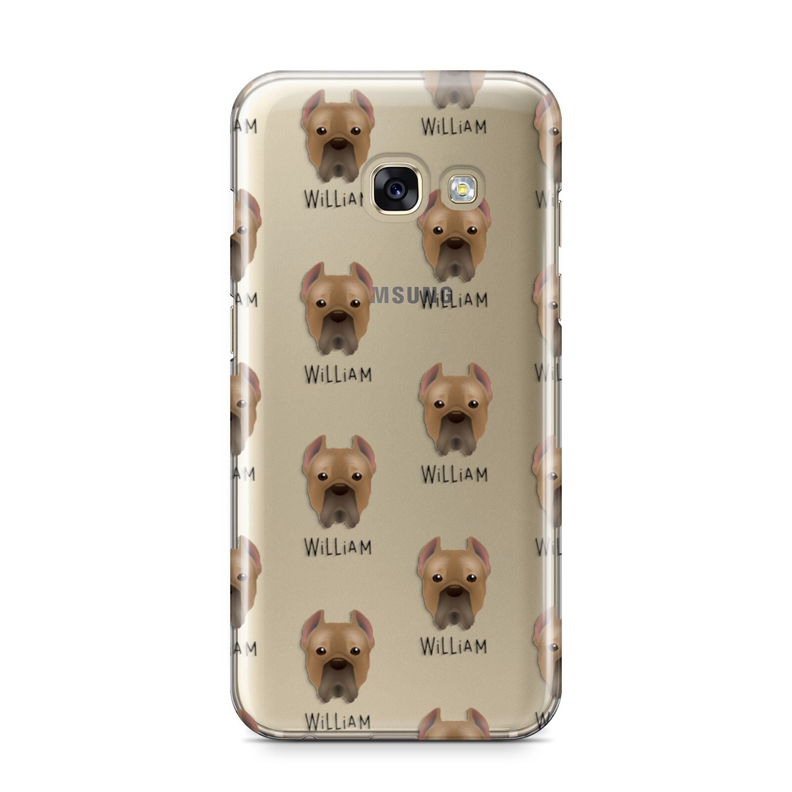 Cane Corso Italiano Icon with Name Samsung Galaxy A3 2017 Case on gold phone