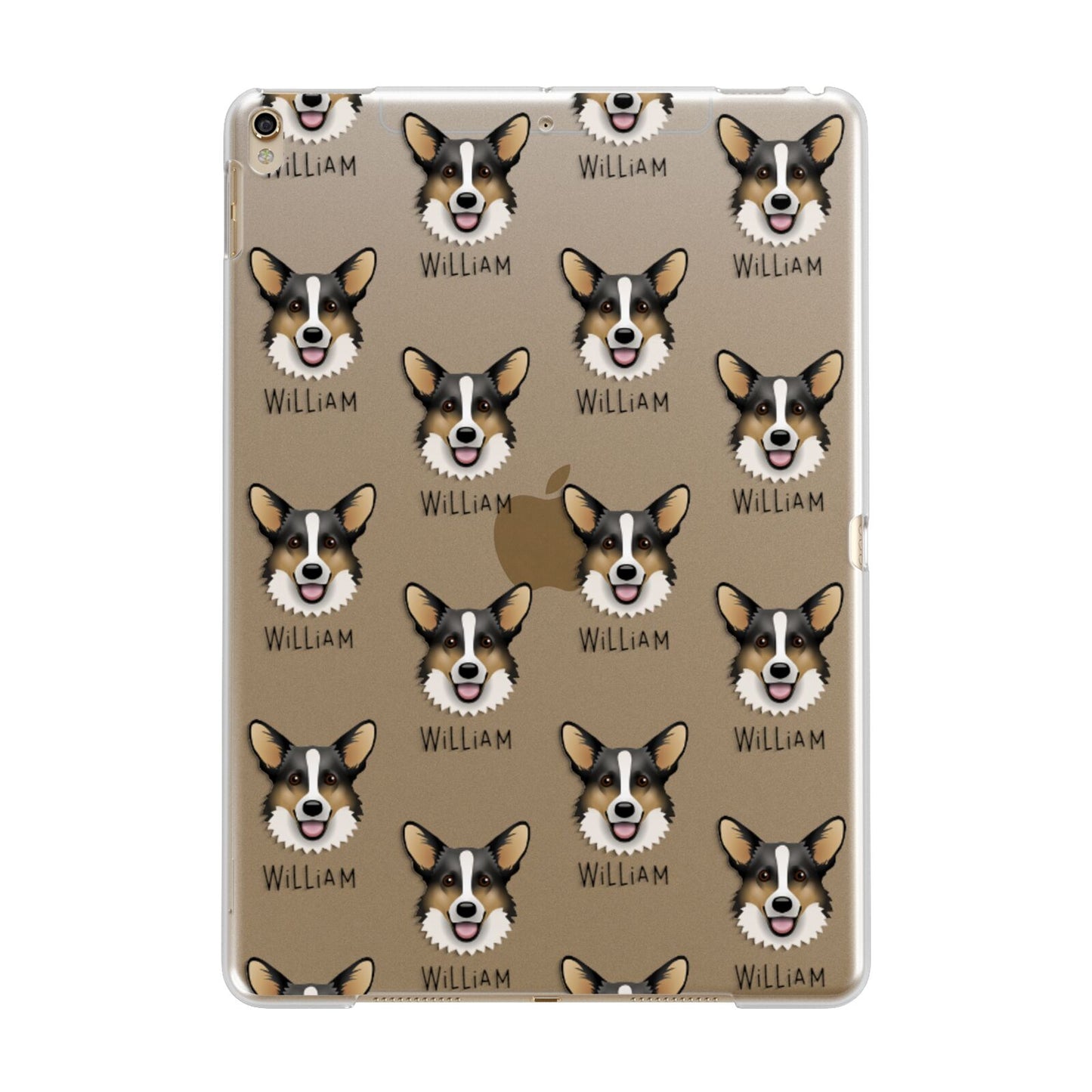 Cardigan Welsh Corgi Icon with Name Apple iPad Gold Case