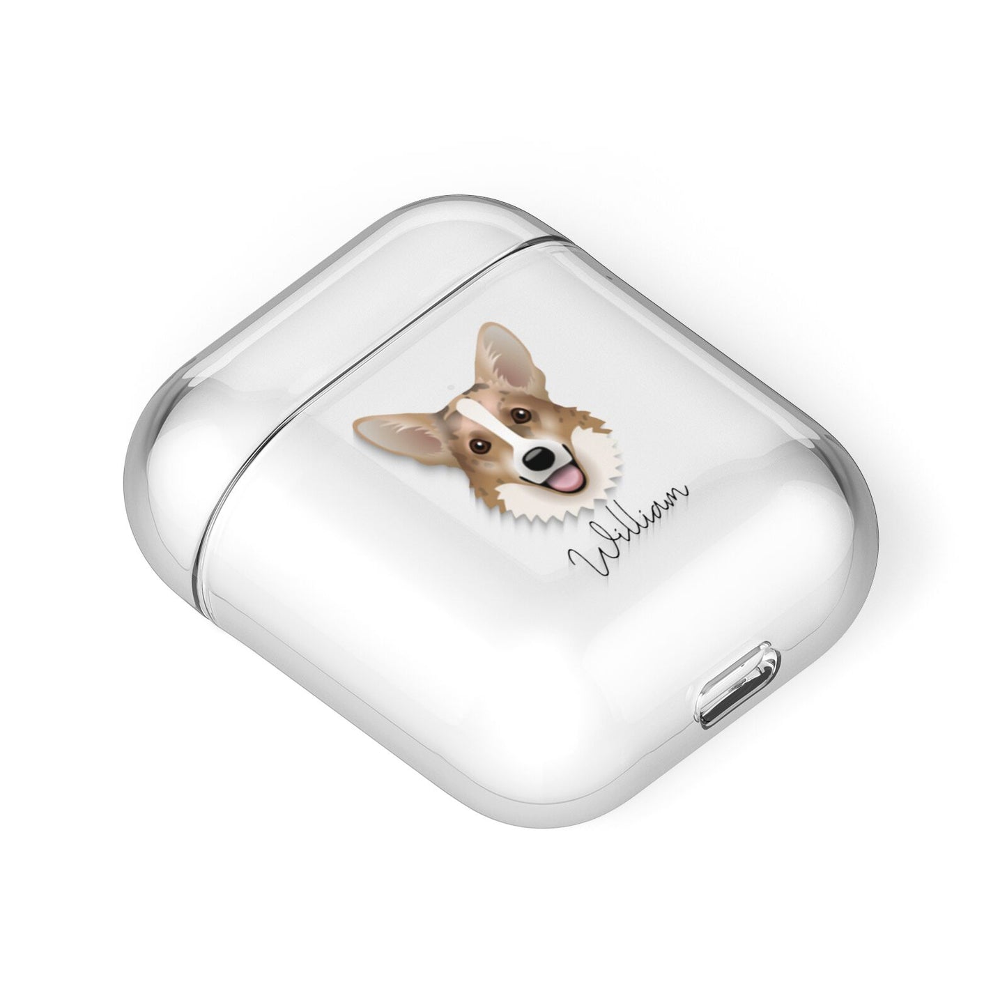 Cardigan Welsh Corgi Personalised AirPods Case Laid Flat