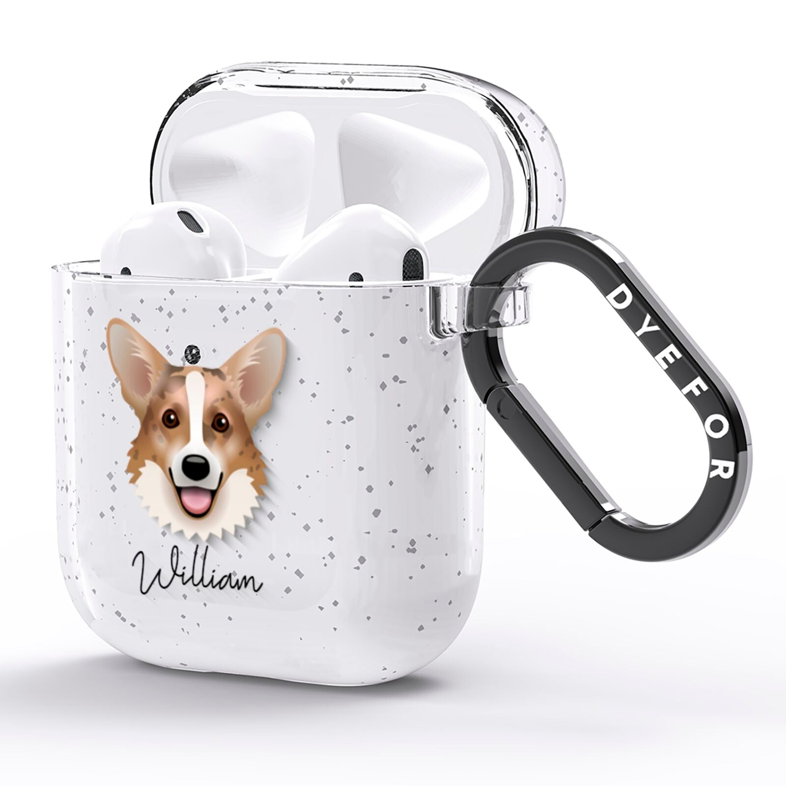 Cardigan Welsh Corgi Personalised AirPods Glitter Case Side Image