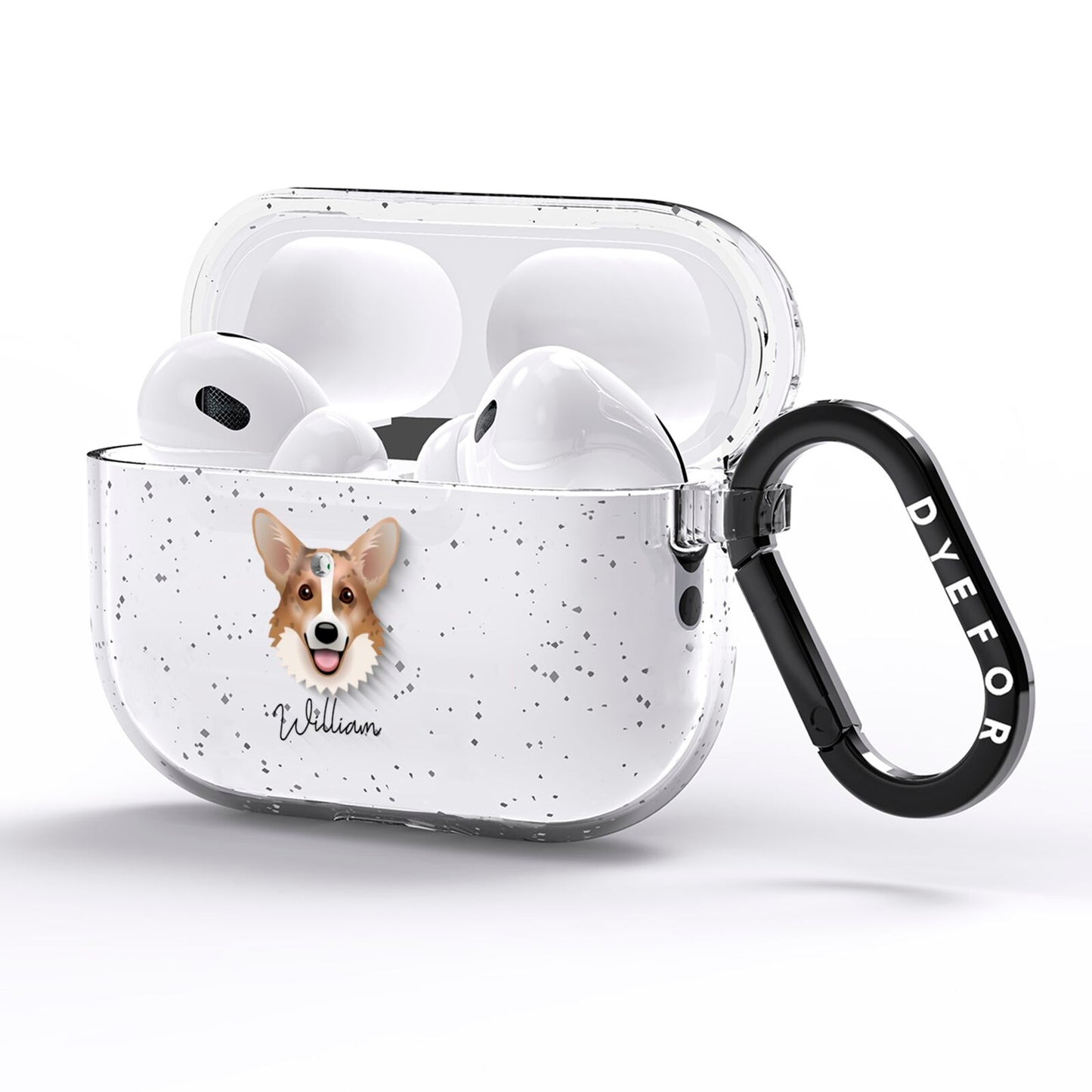 Cardigan Welsh Corgi Personalised AirPods Pro Glitter Case Side Image