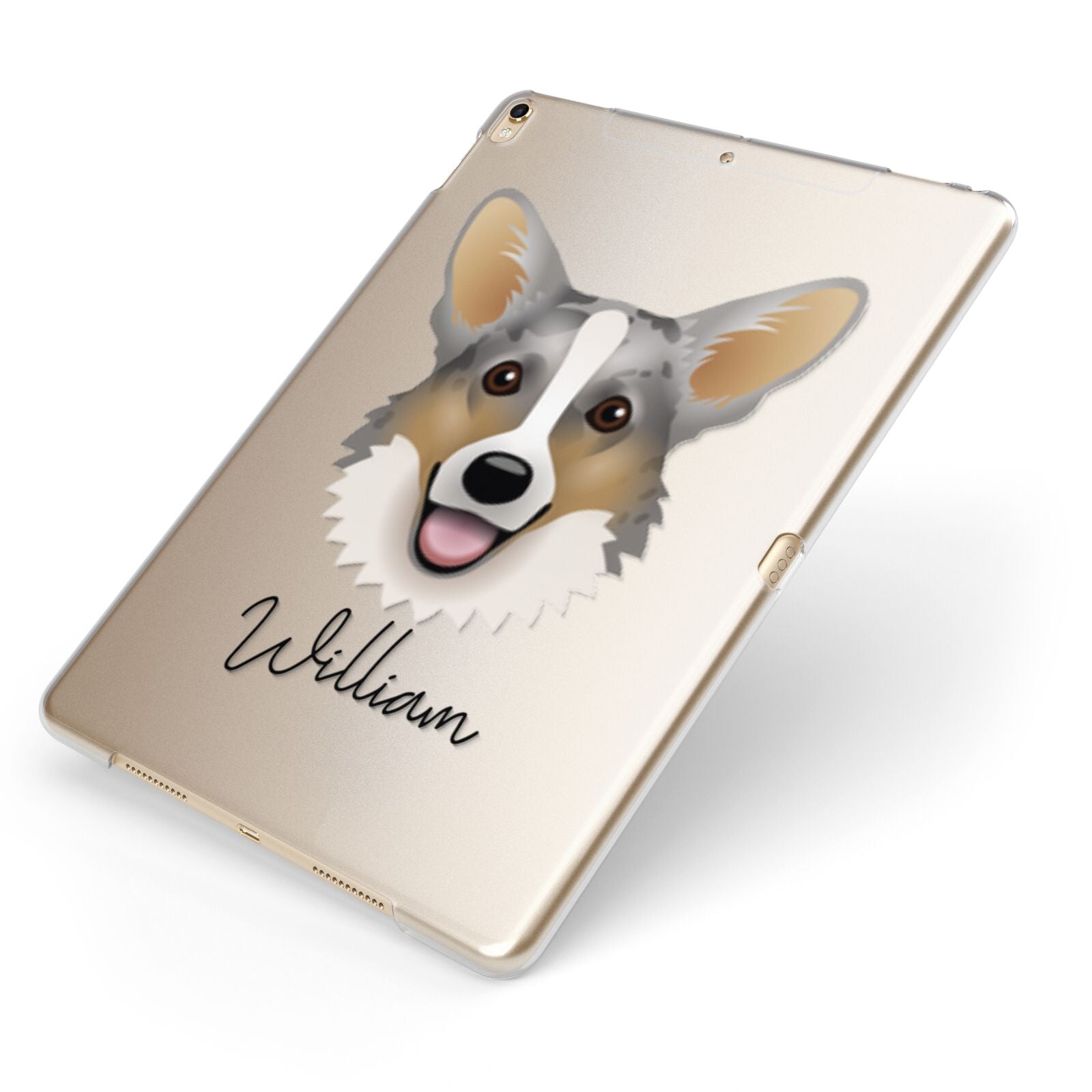 Cardigan Welsh Corgi Personalised Apple iPad Case on Gold iPad Side View