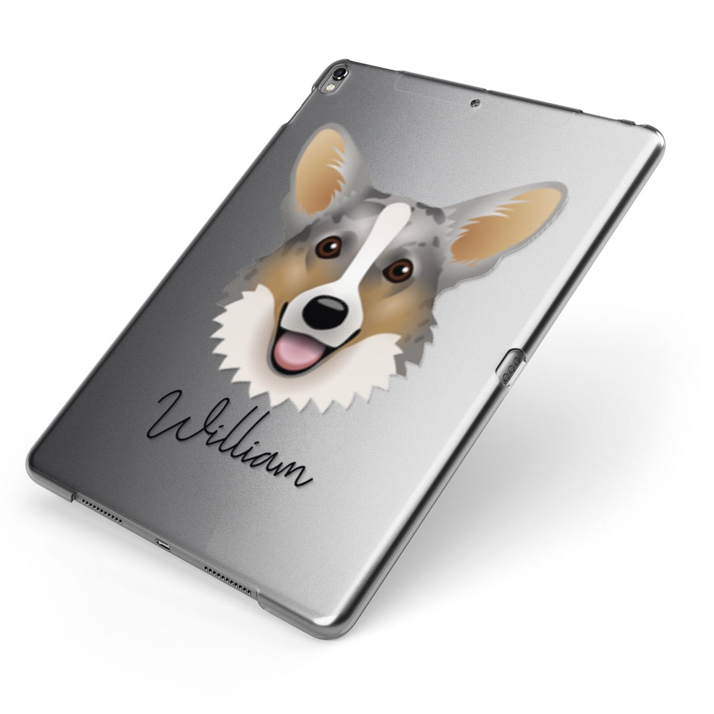 Cardigan Welsh Corgi Personalised Apple iPad Case on Grey iPad Side View