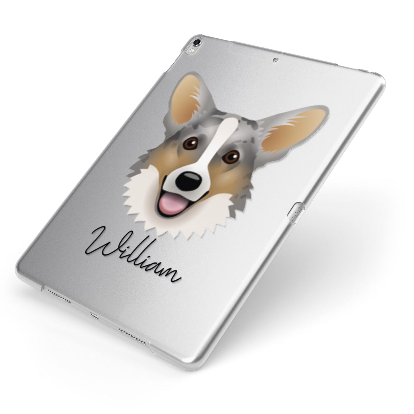 Cardigan Welsh Corgi Personalised Apple iPad Case on Silver iPad Side View