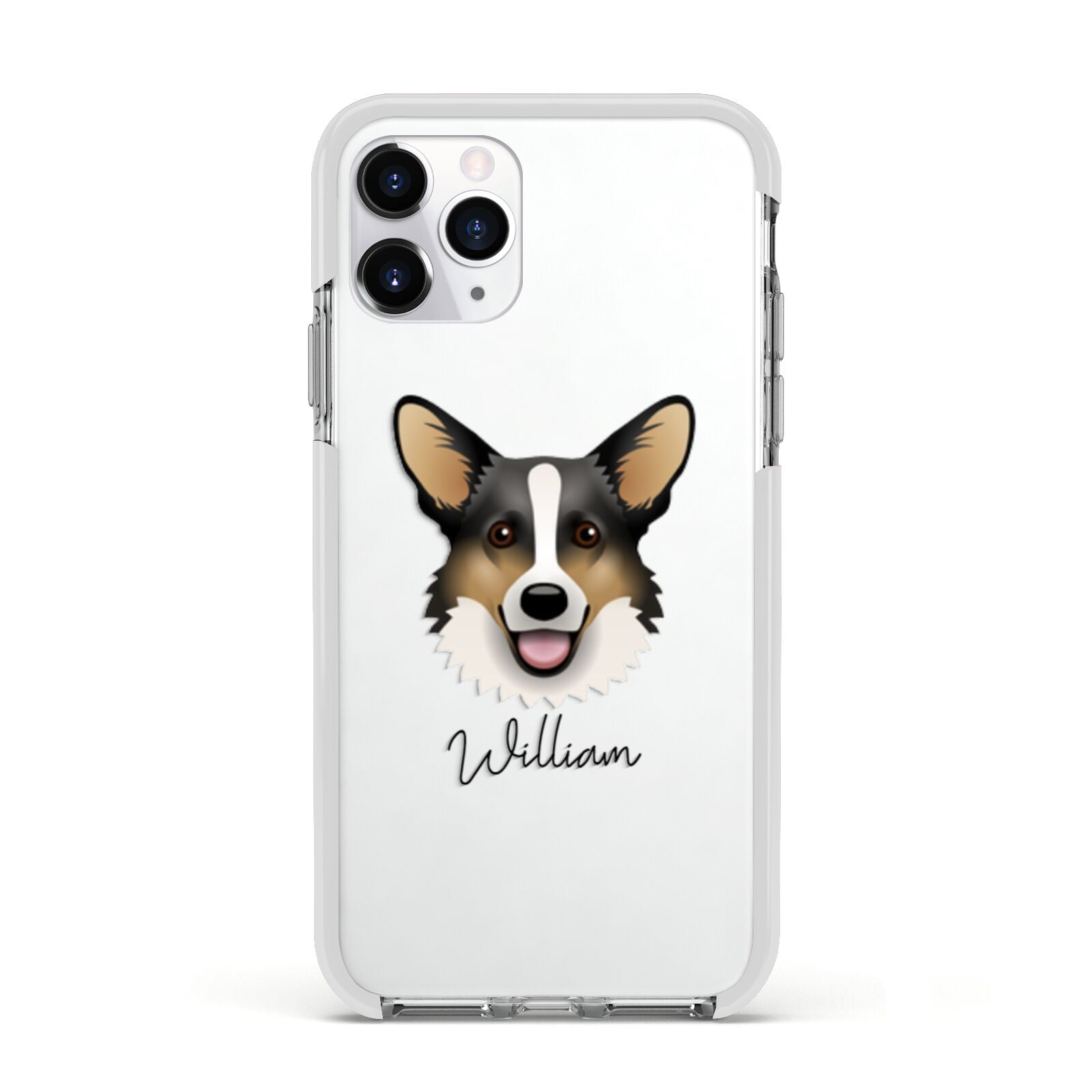 Cardigan Welsh Corgi Personalised Apple iPhone 11 Pro in Silver with White Impact Case