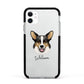 Cardigan Welsh Corgi Personalised Apple iPhone 11 in White with Black Impact Case