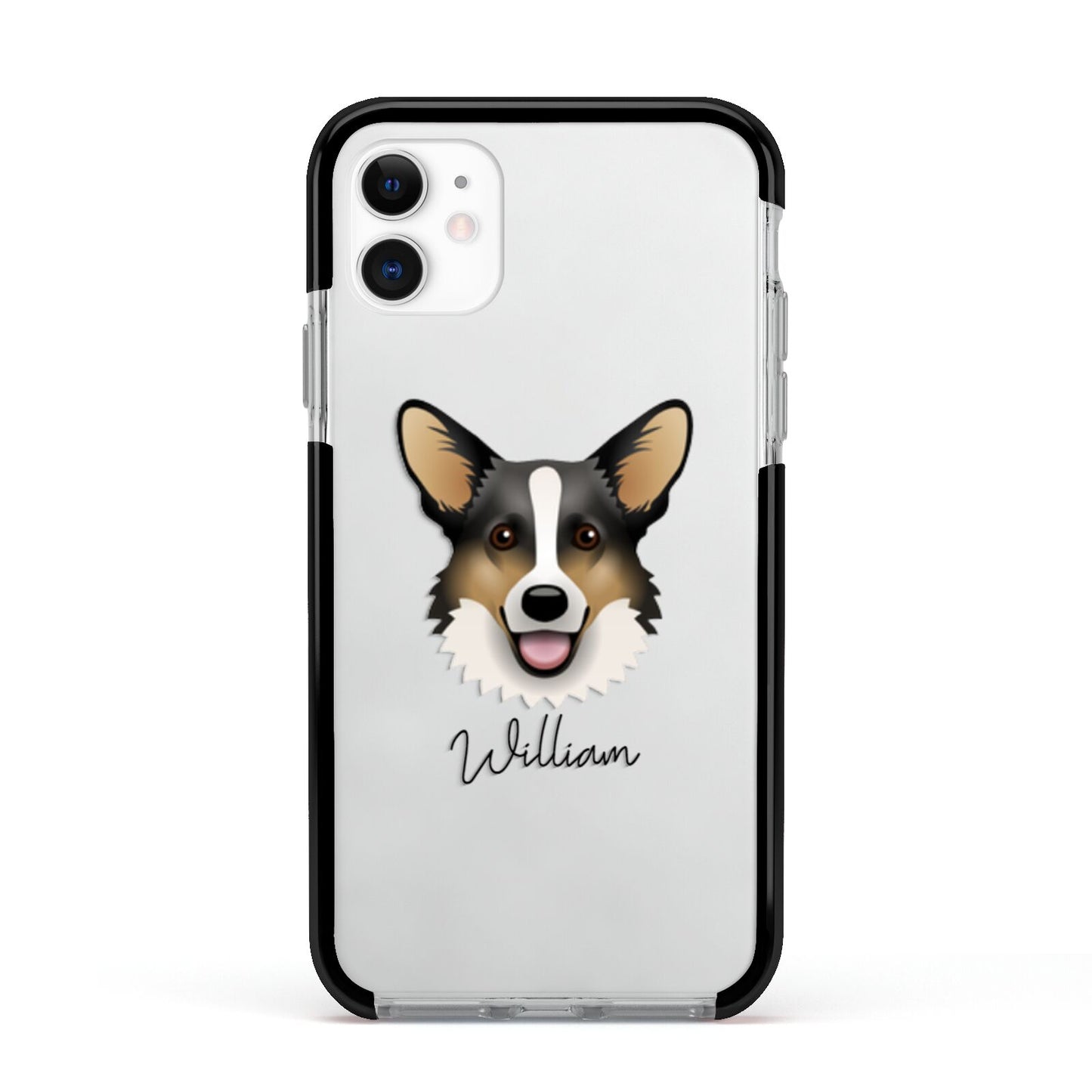 Cardigan Welsh Corgi Personalised Apple iPhone 11 in White with Black Impact Case