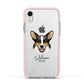 Cardigan Welsh Corgi Personalised Apple iPhone XR Impact Case Pink Edge on Silver Phone