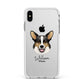 Cardigan Welsh Corgi Personalised Apple iPhone Xs Max Impact Case White Edge on Silver Phone