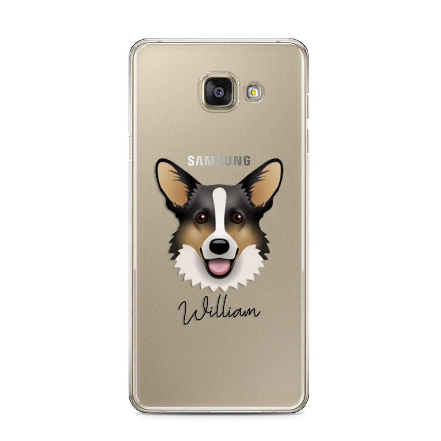 Cardigan Welsh Corgi Personalised Samsung Galaxy A3 2016 Case on gold phone