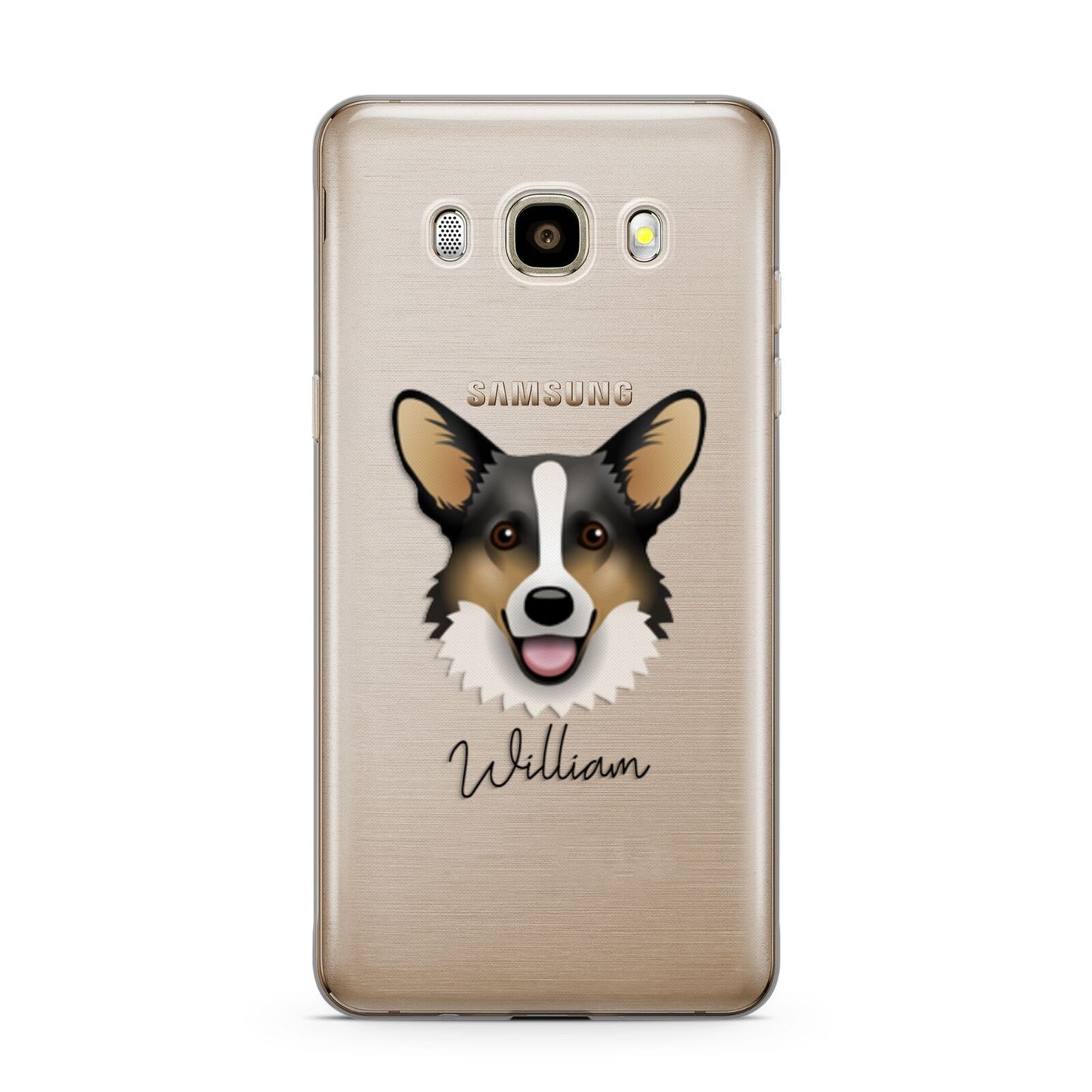 Cardigan Welsh Corgi Personalised Samsung Galaxy J7 2016 Case on gold phone