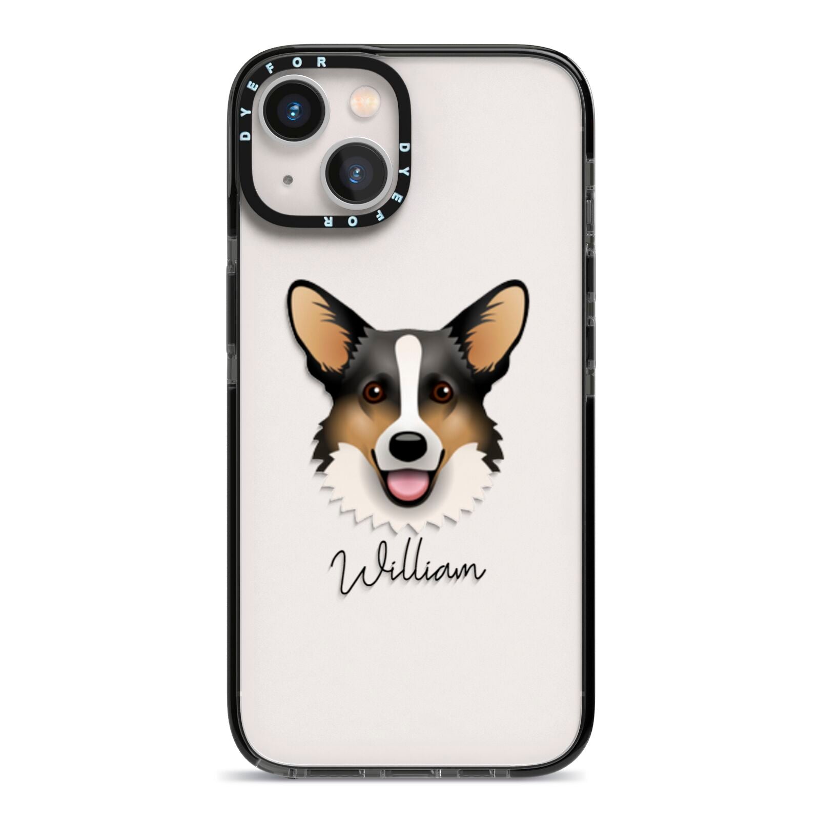 Cardigan Welsh Corgi Personalised iPhone 13 Black Impact Case on Silver phone