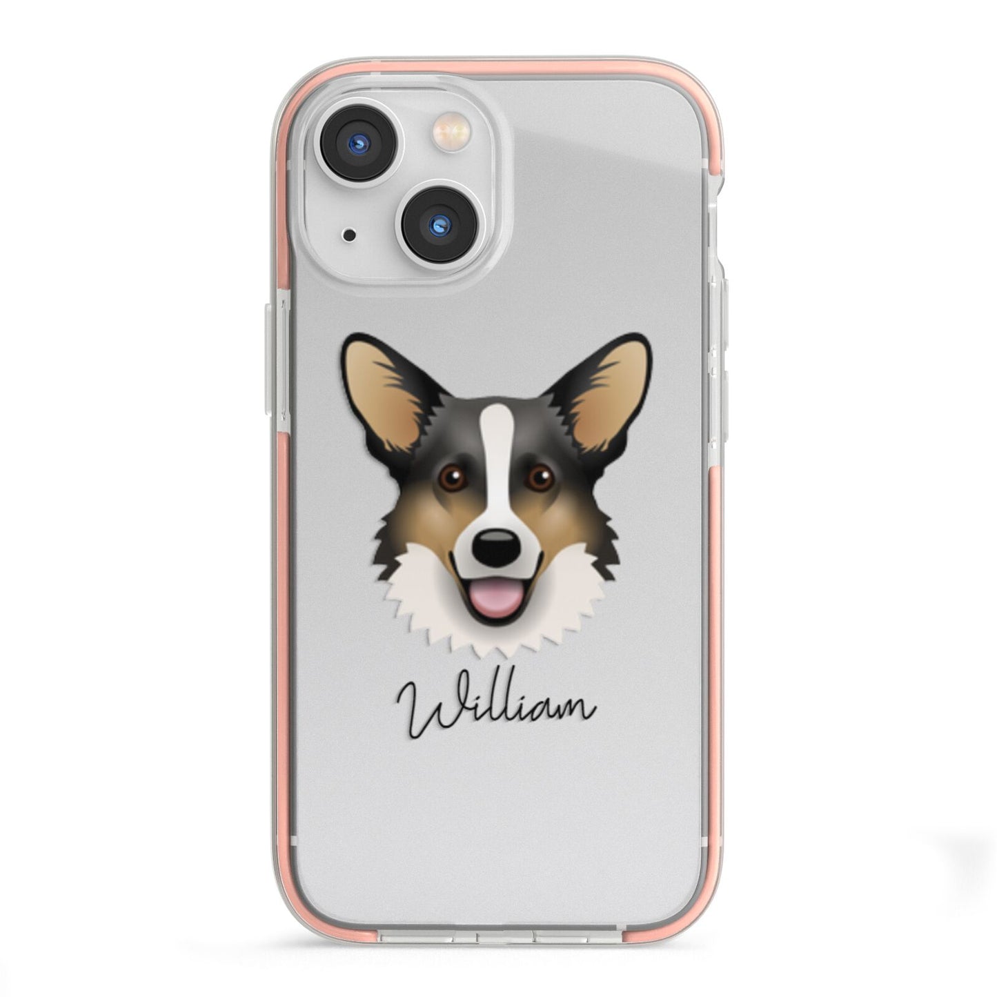 Cardigan Welsh Corgi Personalised iPhone 13 Mini TPU Impact Case with Pink Edges