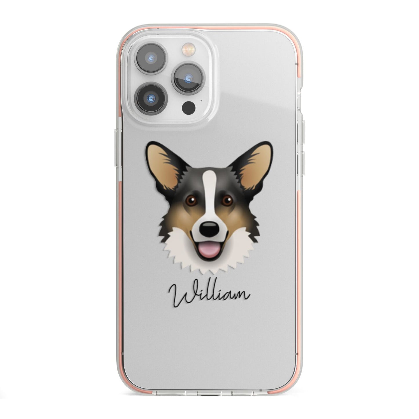 Cardigan Welsh Corgi Personalised iPhone 13 Pro Max TPU Impact Case with Pink Edges