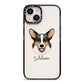 Cardigan Welsh Corgi Personalised iPhone 14 Black Impact Case on Silver phone