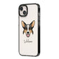 Cardigan Welsh Corgi Personalised iPhone 14 Plus Black Impact Case Side Angle on Silver phone