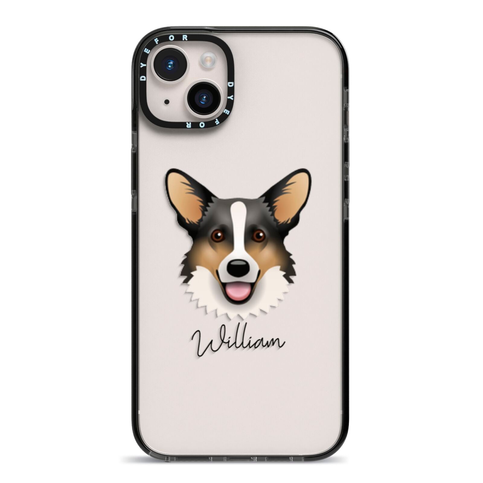 Cardigan Welsh Corgi Personalised iPhone 14 Plus Black Impact Case on Silver phone